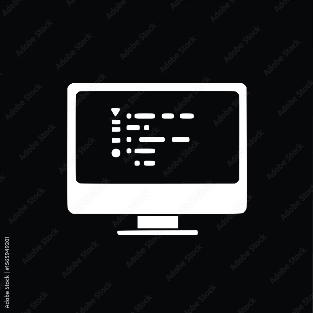 Aufkleber simple computer code vector icon: minimalist dark style