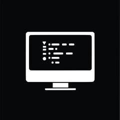 Simple Computer Code Vector Icon: Minimalist Dark Style