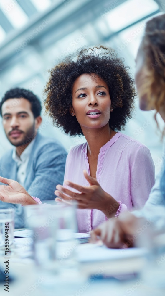 Aufkleber professional diverse business team engaged in modern workplace communication with authentic dialogue