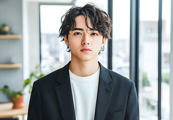 Portrait of a young Asian man in a suit