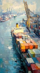 Container Ship at Harbor