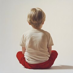 Young Boy Sitting Backwards, Meditation Pose