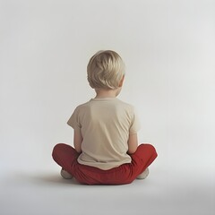 Child Sitting Cross-legged, Back View