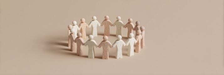 Professional Inclusive Community Integration Concept with Diverse Wooden Figures Premium Minimalist Design for Nonprofit Marketing and Social Media Campaigns