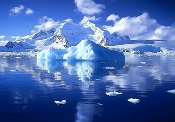 Antarctic Iceberg and Mountain Reflection