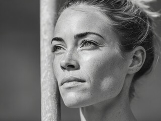 Focused Female Javelin Athlete Preparing to Throw on Grassy Track Field, Symbolizing Empowerment, Growth, and Sports Practice Motivation