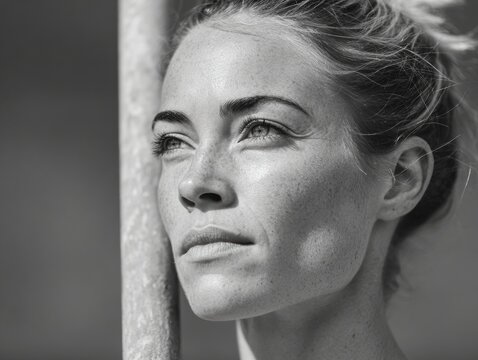 Focused Female Javelin Athlete Preparing to Throw on Grassy Track Field, Symbolizing Empowerment, Growth, and Sports Practice Motivation