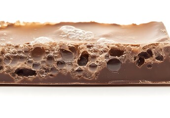 Close-up of Aerated Chocolate Bar with Bubbles