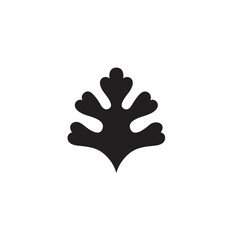 Simple black silhouette of a stylized leaf, elegant and minimalist design.