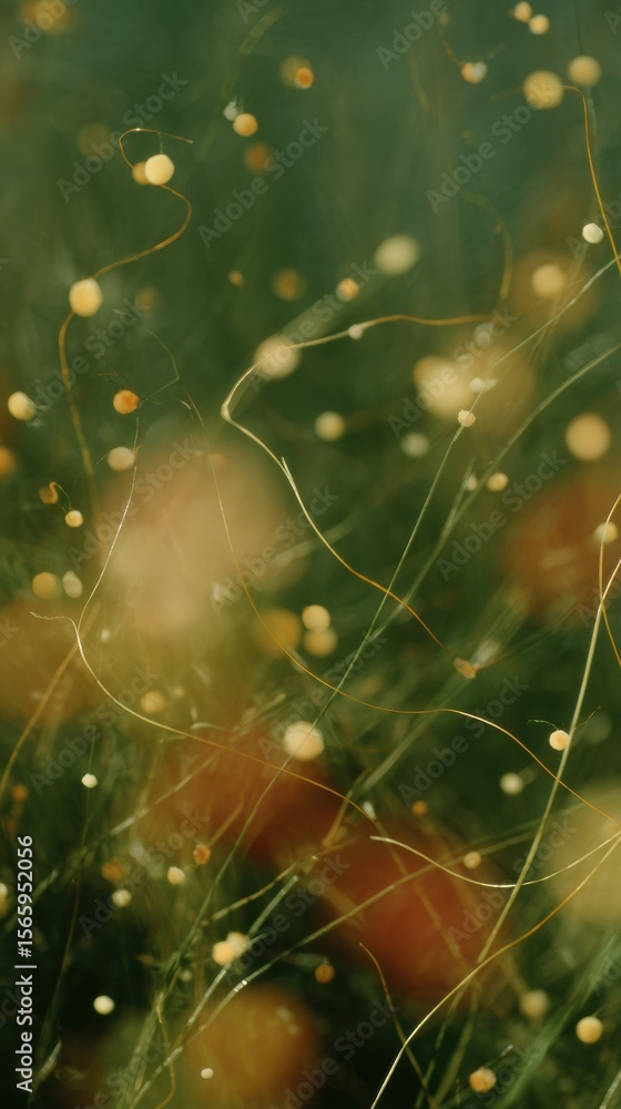 Poster Abstract Entangled Swirling Forms with Cosmic Particles Symbolizing Quantum Connections and Invisible Bonds for Futuristic Technology Advertising