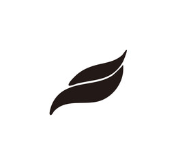 A simple, stylized black leaf design on a plain white background.