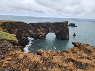 Natural Sea Arch in Iceland's Southern Coast