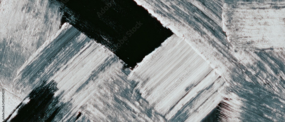 Poster abstract black and white painted fabric texture with bold brushstroke patterns on canvas symbolizing