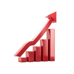 Red 3D bar graph with upward trend (2)