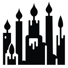 Obraz premium Black Candles Illustration A Collection of Melted and Burning Candles