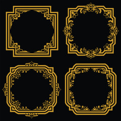 Detailed Gold Floral Frames Premium Decorative Plan Set Fine Artistry