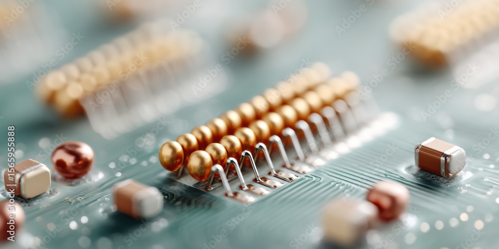 Aufkleber Close-up of advanced germanium semiconductor sensor array with optoelectronic components and laser emitters on a lab bench for tech innovation marketing