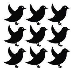 Fototapeta premium Nine Silhouettes of Birds in Flight A Simple Bird Illustration