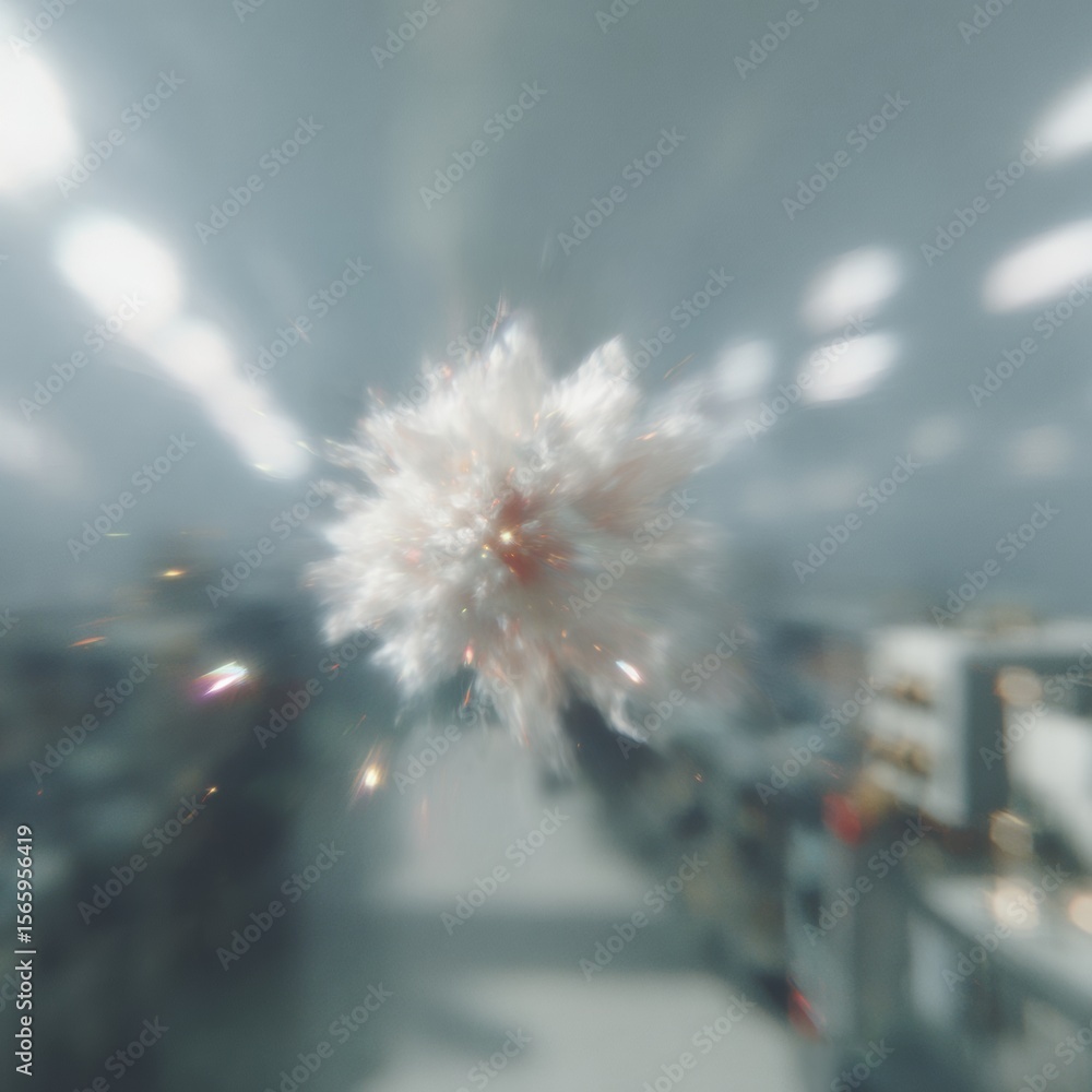 Poster Futuristic Quantum Hardware Visualization with Radiating Quantum Waves and Geometric Particle Interference in High-Tech Laboratory for Innovation Promotion