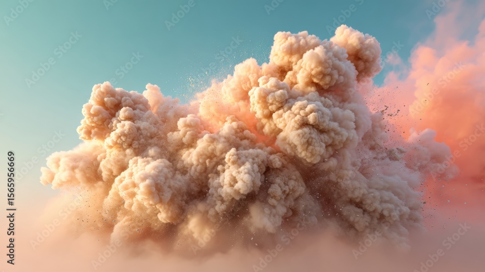Poster Professional High-Quality Disaster Simulation Explosion Cloud Visualization for Emergency Preparedness and Impact Assessment Marketing Content