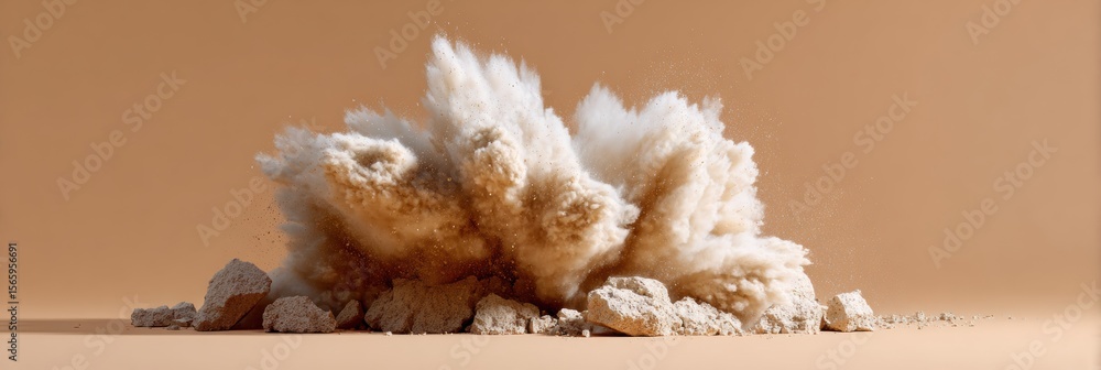 Poster powerful soil explosion simulation with dynamic debris blast premium construction safety visual for 