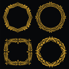 Pure Gold Floral Frames Premium Decorative Line Art Collection Clean Aesthetics