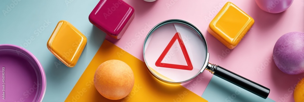 Poster Modern Professional Anomaly Detection Concept with Magnifying Glass and Warning Symbol Premium Business Risk Identification for Marketing and Digital Content
