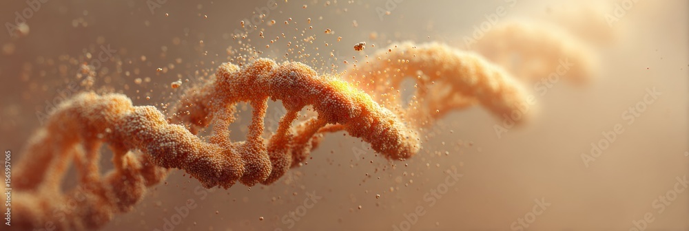 Poster Quantum DNA Double Helix with Molecular and Digital Data Elements Symbolizing Genetic Innovations in Biotech Technology and Scientific Breakthroughs