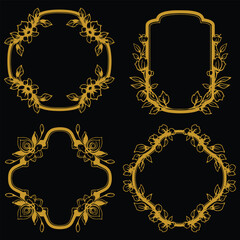 Artistic Gold Floral Frames Premium Decorative Graphics Collection
