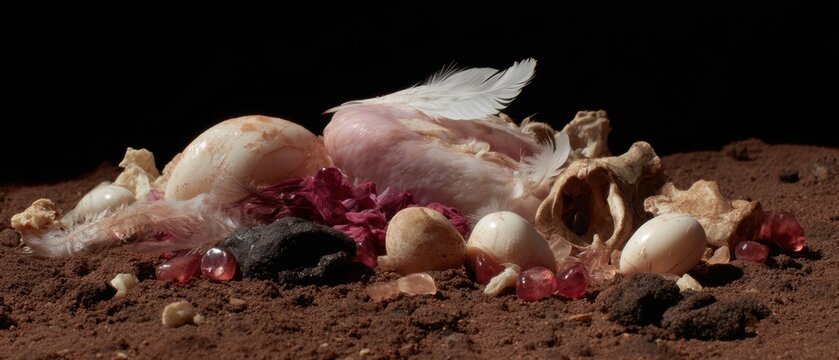 Authentic Ghanaian Ancestral Shrine Offering with Feathers and Bones Premium Ethnographic Content for Educational and Cultural Marketing Campaigns