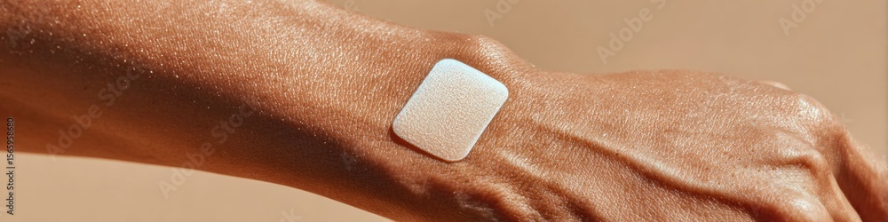 Poster Modern Continuous Glucose Monitor Smart Health Device Scanned by Smartphone on Arm Premium Real-Time Wellness Data for Healthcare Marketing Campaigns