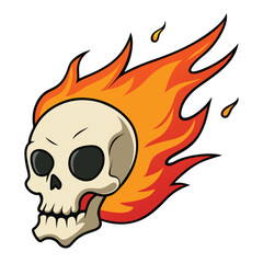 Fiery Skull with Flames Artistic Representation	