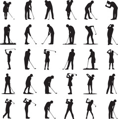 Obraz premium Golfer Swing Silhouette DesignProfessional Golfer Vector ArtGolf Club Swing IllustrationDynamic Golf Pose SilhouetteTee Off Golfer Clipart Graphic