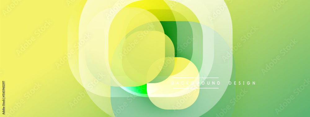 Poster Abstract geometric shapes overlap, creating vibrant yellow, green gradients. Smooth transitions suggest modern design, clean aesthetic.