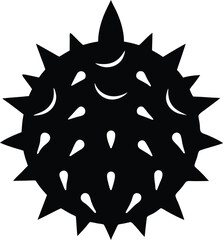 Horned Melon Kiwano minimal clean design silhouette vector art illustration