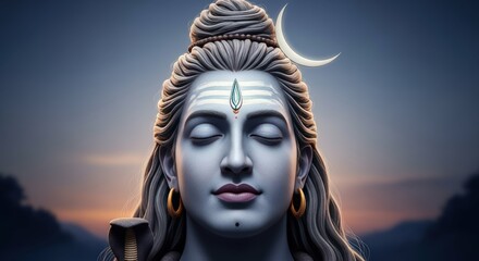 Ai generated image of serene portrait of the hindu god shiva in deep meditation