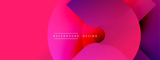 Abstract vibrant design features overlapping circles. Pink, purple hues blend creating dynamic visual effect. Text reads background design.