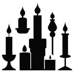 Collection of Elegant Candle Silhouettes Perfect for Design Projects