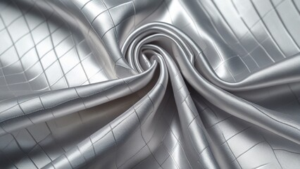 Polished silver textile with elegant flow and high-resolution details