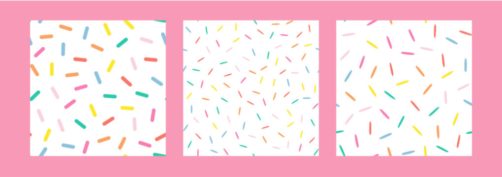 Fototapeta Simple Sprinkle Seamless Pattern. Colorful donut or cake glaze with sprinkle topping. Set of Vector Illustration in scandinavian style.