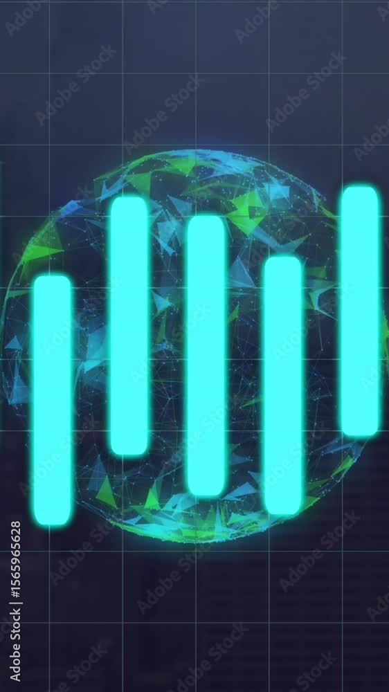 Aufkleber animation of moving columns over globe on black background