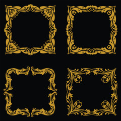 Comforting Gold Floral Borders Decorative Collection Welcoming Designs Set