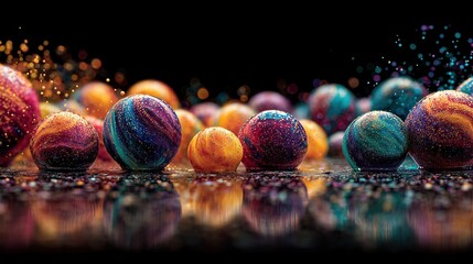 Colorful Dye Swirls in Water, Captivating Chromatic Dance, Artistic Liquid Contrast