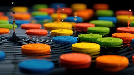 Colorful Dye Swirls in Water, Captivating Chromatic Dance, Artistic Liquid Contrast