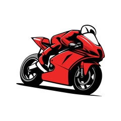 "Red Sport Bike Rider Vector Illustration on White Background &ndash; Racing Motorcycle Graphic Design"

