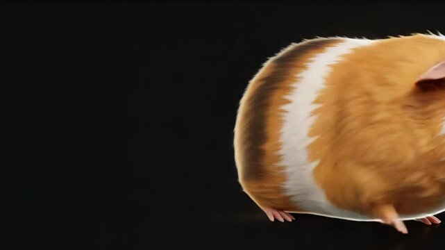 Guinea Pig Close Up White Brown and Orange Fur on Black Background Studio Shot