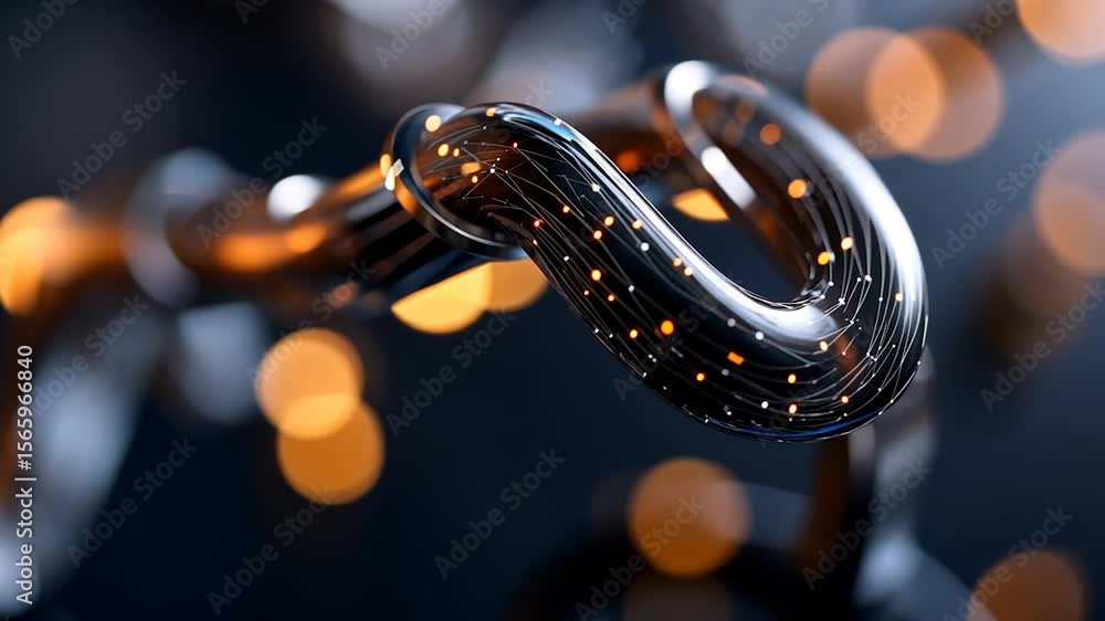 Aufkleber a close-up shot showcases a glossy dark chain link intertwined with illuminated white lines and subt