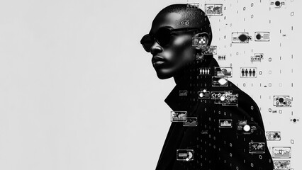 Concept art of human and data merge