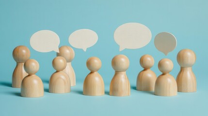 Wooden figurines group discussion