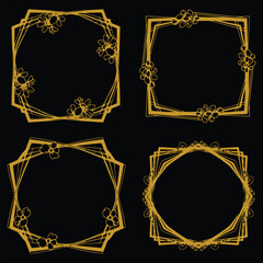 Curated Gold Floral Borders Decorative Collection Handpicked Art Set